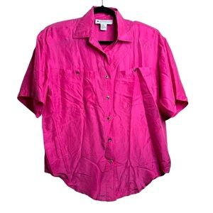 Sophisticates By Jonathan Martin 100% Silk Button up Pink w/ Shoulder Pads M